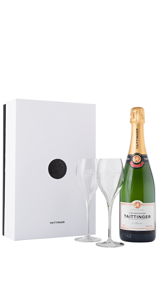 Taittinger Brut Reserve Gift Pack with 2 Flutes