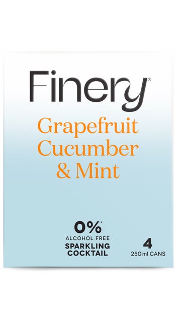  0% Finery Sparkling Cocktail - Grapefruit Cucumber &amp; Mint 4 pack