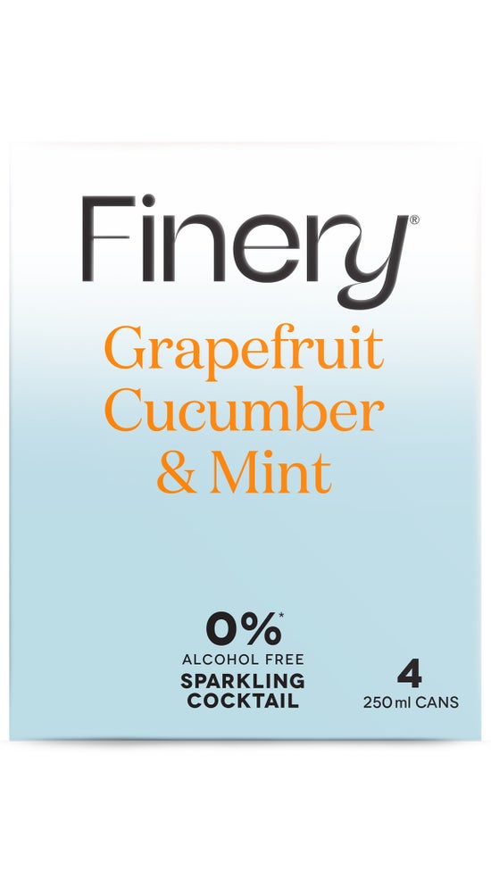 0% Finery Sparkling Cocktail - Grapefruit Cucumber & Mint 4 pack