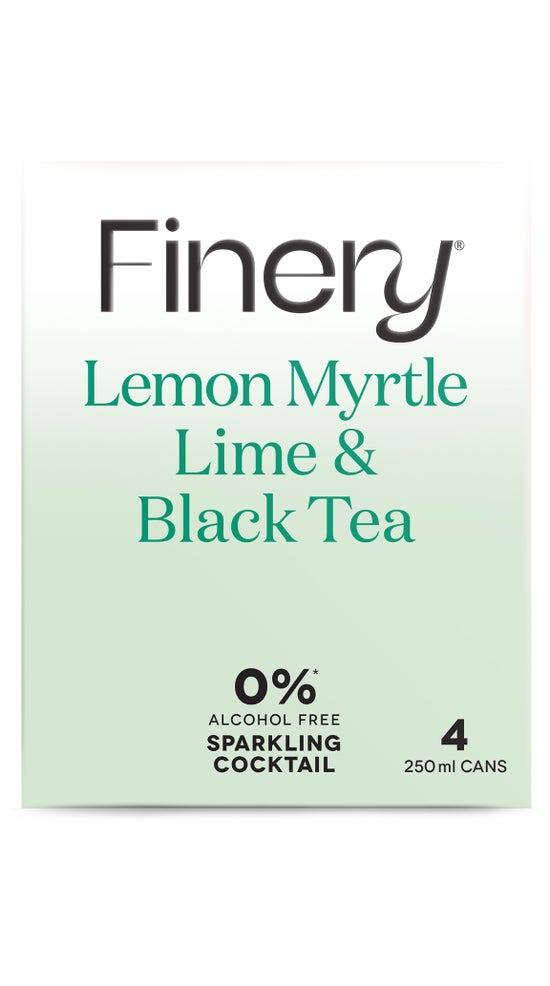 0% Finery Sparkling Cocktail - Lemon Myrtle Lime & Black Tea 4pack