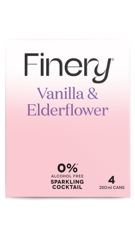 0% Finery Sparkling Cocktail - Vanilla & Elderflower 4 pack