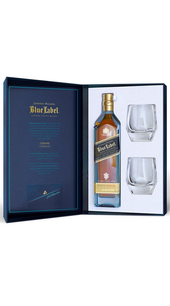 Johnnie Walker Blue 700ml & two glass Gift Pack