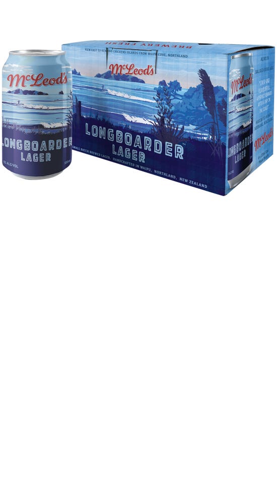 McLeod's Longboarder Lager 6pk 330ml cans