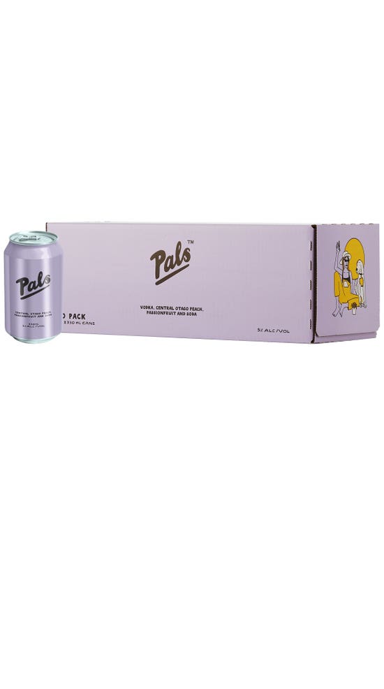 Pals Vodka, Central Otago Peach, Passionfruit & Soda 10pk 330ml cans