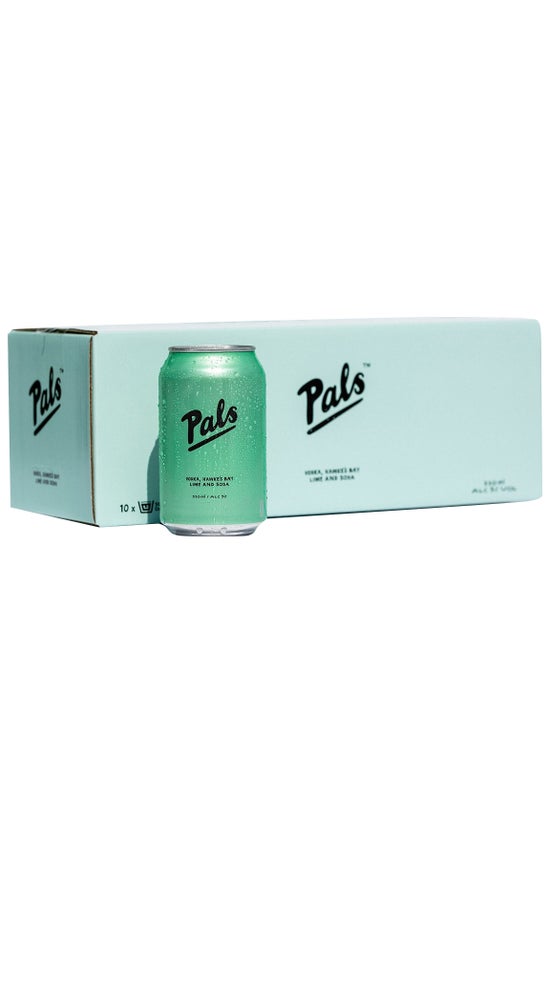 Pals Vodka, Hawke's Bay Lime & Soda 10pk 330ml cans