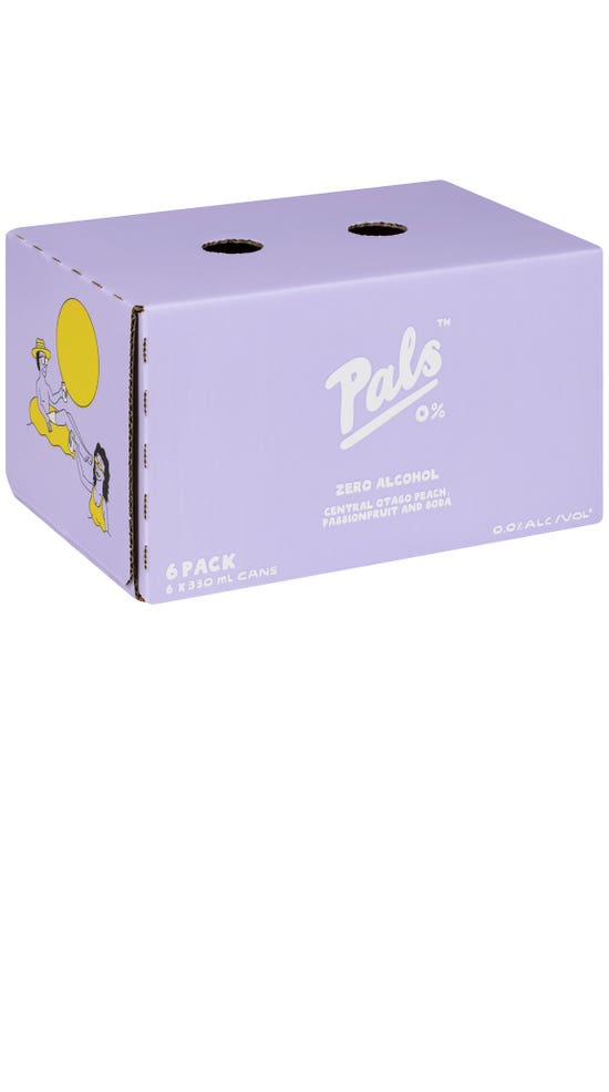 Pals 0% Central Otago Peach, Passionfruit & Soda 6 pack 330ml cans