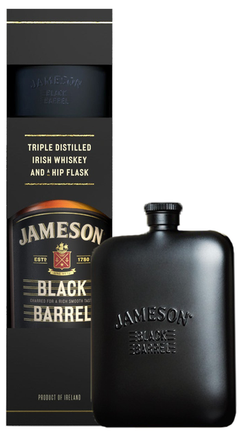  Jameson Black Barrel Whiskey &amp; Hip Flask Gift Box 700ml