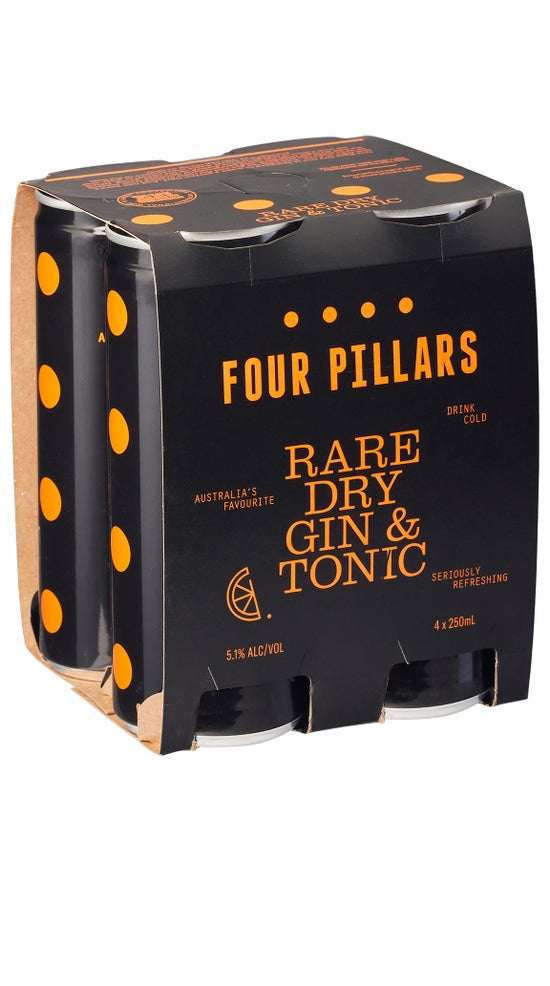Four Pillars Rare Dry Gin and Tonic Can 4x250ml pack