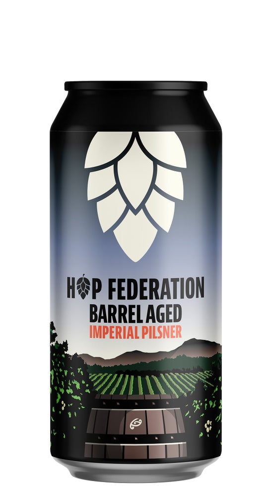 Hop Federation Barrel Aged Pilsner 440ml can