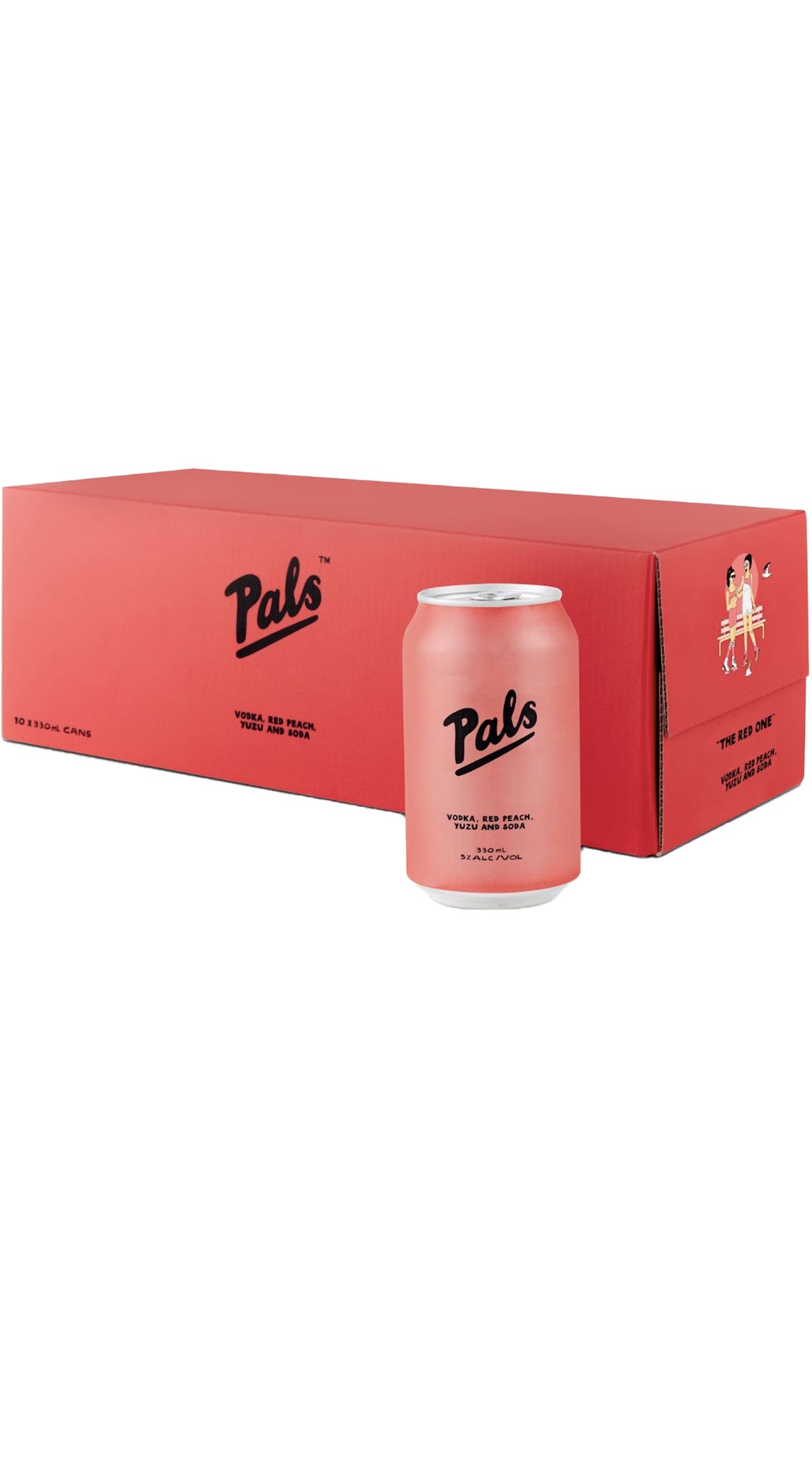 Pals Vodka Red Peach, Yuzu and Soda 10 pack 330ml cans Fine Wine Delivery